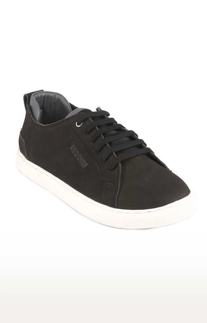 Men's Black Leather Sneakers