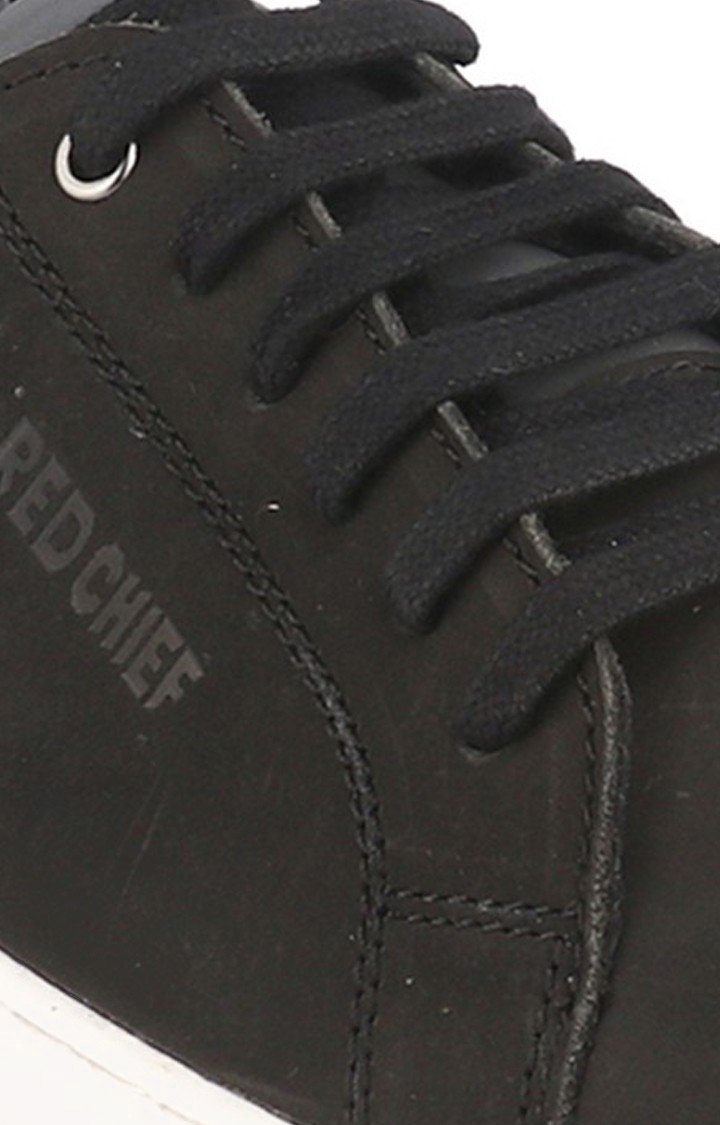 Men's Black Leather Sneakers