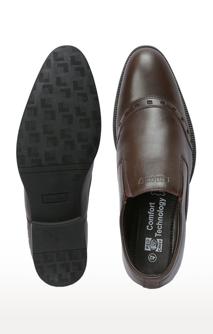RED CHIEF | Men's Brown Leather Formal Slip-ons 4