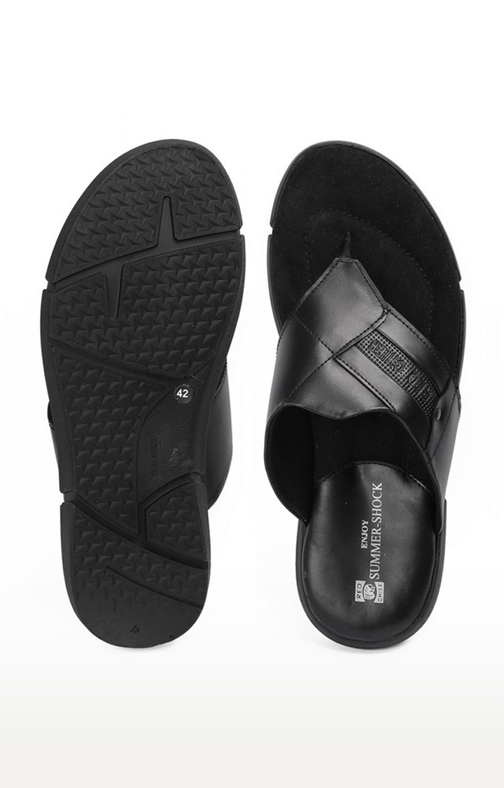 RED CHIEF | Men's Black Leather Slippers 4