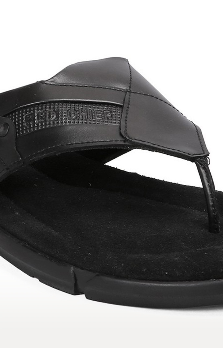 RED CHIEF | Men's Black Leather Slippers 6