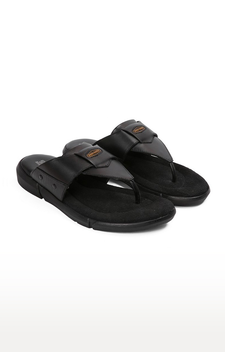 RED CHIEF | Men's Black Leather Slippers 3