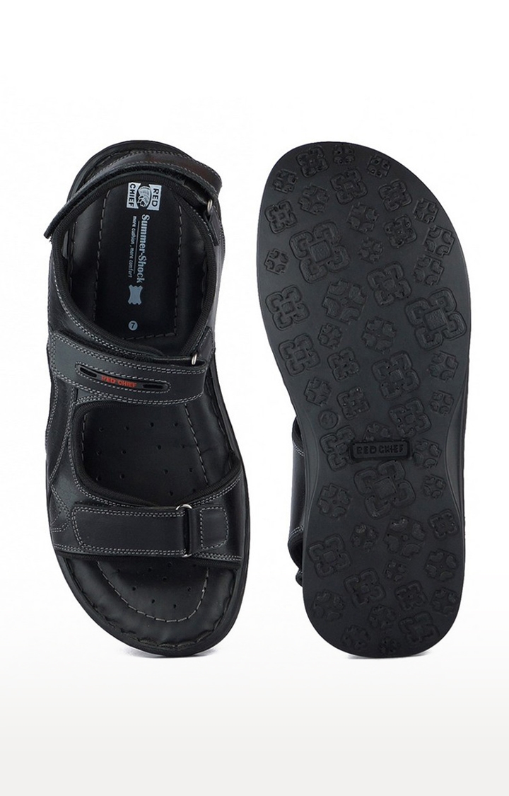 RED CHIEF | Men's Black Leather Sandals 5