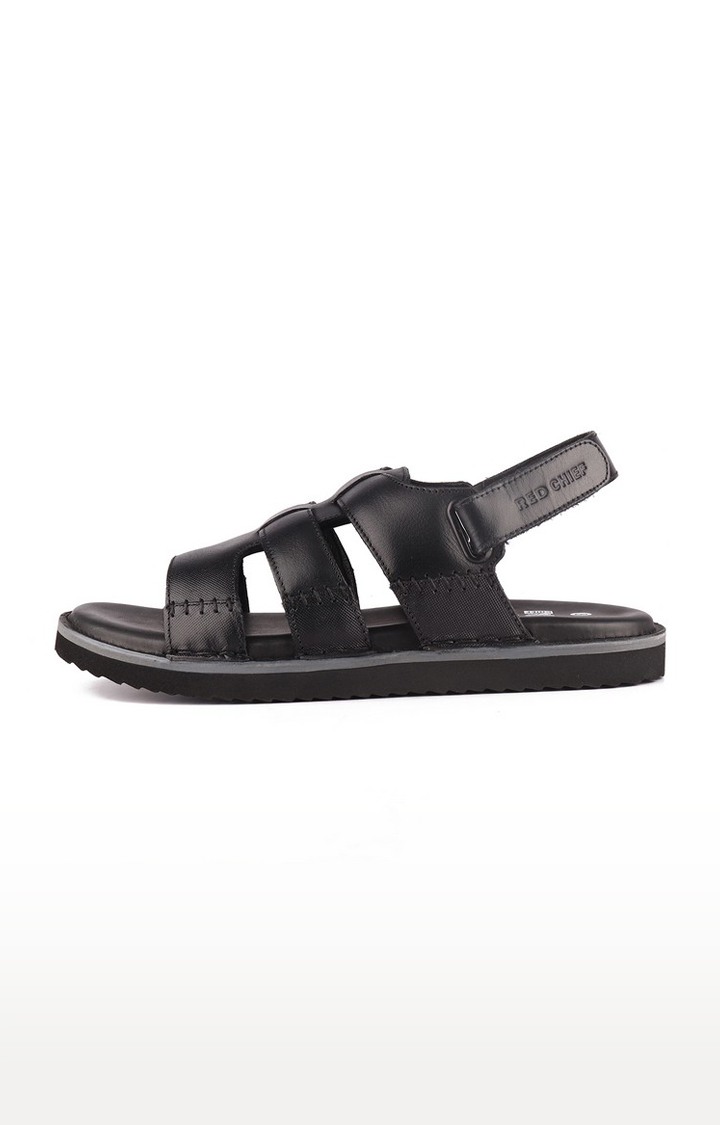 Men's Black Leather Sandals