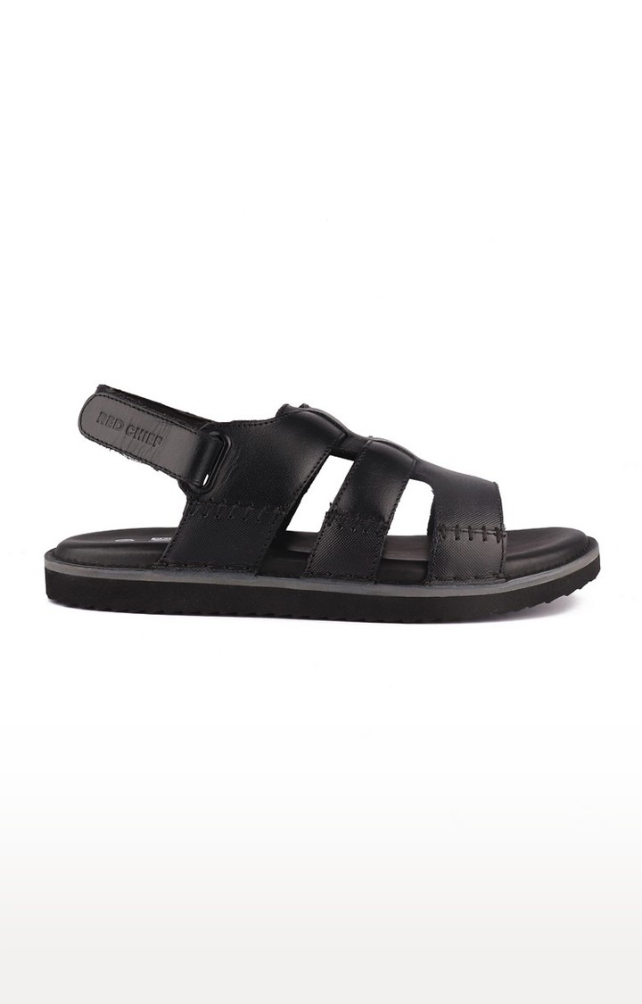 Men's Black Leather Sandals