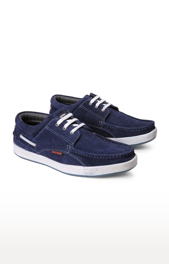 Men's Blue Leather Sneakers