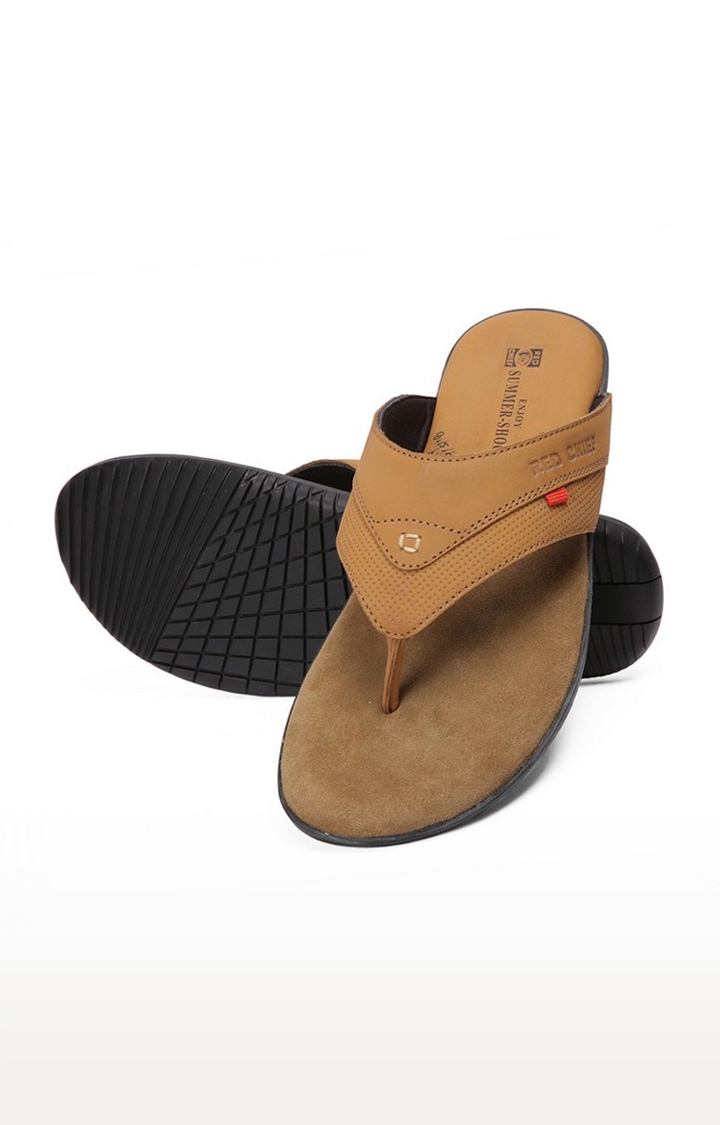RED CHIEF | Men's Brown Leather Slippers 6