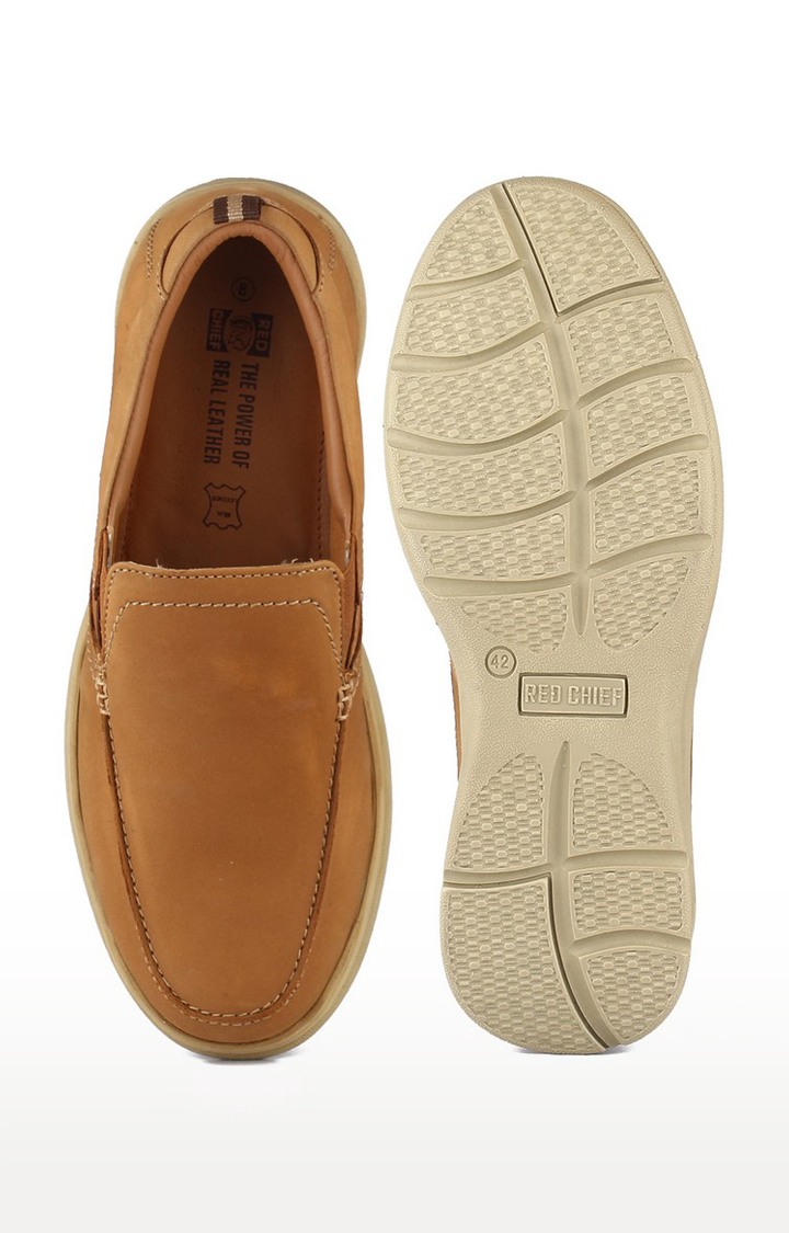 Men's Brown Leather Casual Slip-ons