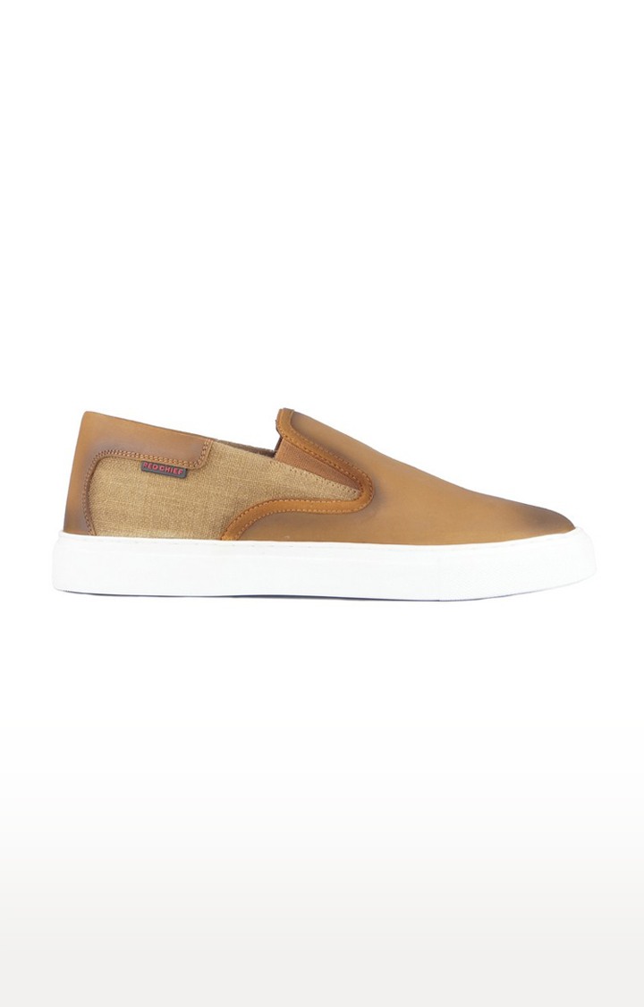 Men's Brown Leather Casual Slip-ons