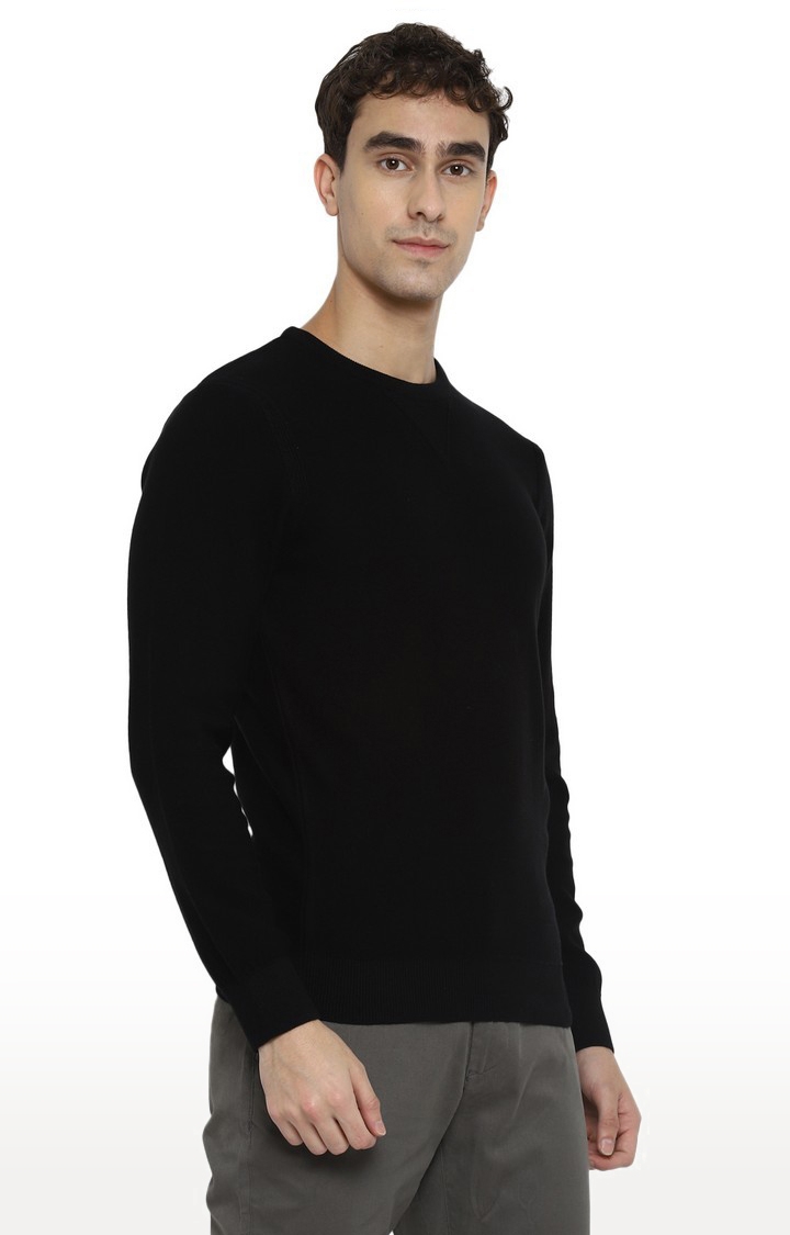 RED CHIEF | Men's Black Cotton Solid Blend Sweaters 3