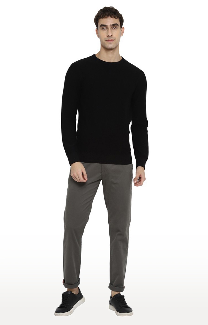 RED CHIEF | Men's Black Cotton Solid Blend Sweaters 1