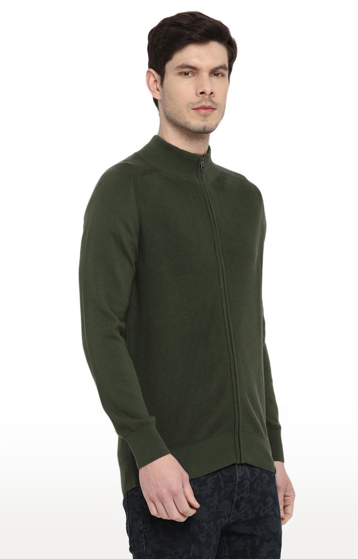 RED CHIEF | Men's Green Cotton Blend Sweaters 1