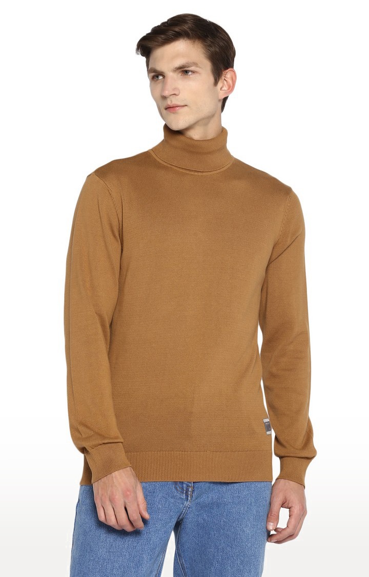 Men's Brown Cotton Blend Sweaters