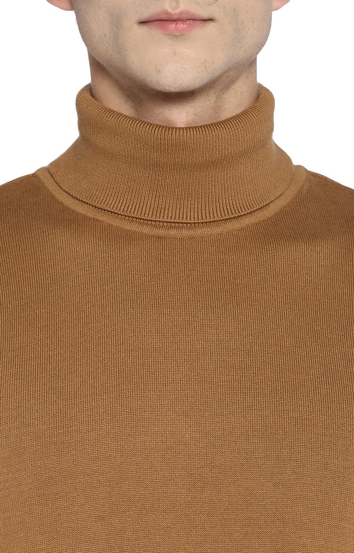 Men's Brown Cotton Blend Sweaters