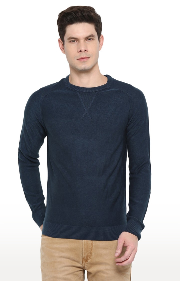 RED CHIEF | Men's Blue Cotton Blend Sweaters 0