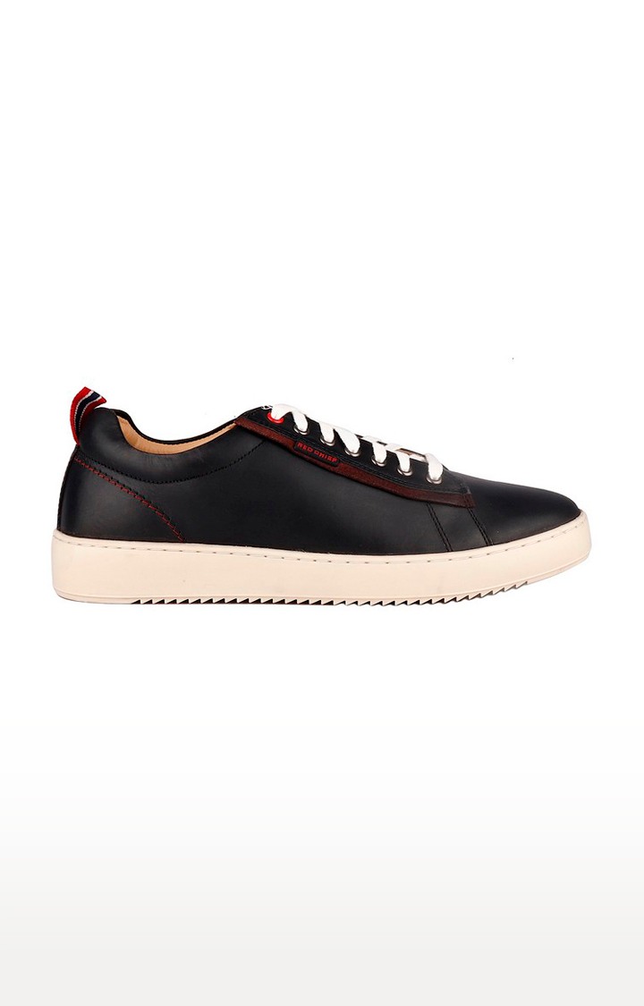 Men's Black Leather Sneakers
