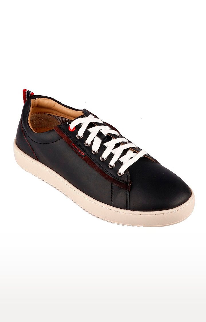 Men's Black Leather Sneakers