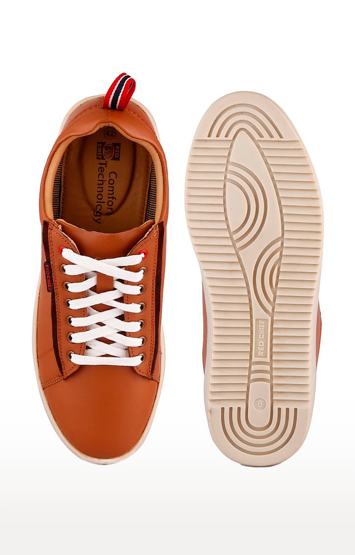 RED CHIEF | Men's Tan Leather Sneakers 3
