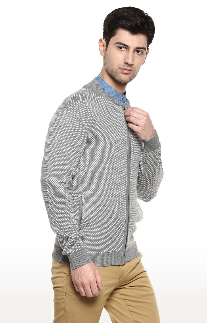 Men's Grey Cotton Blend Sweaters