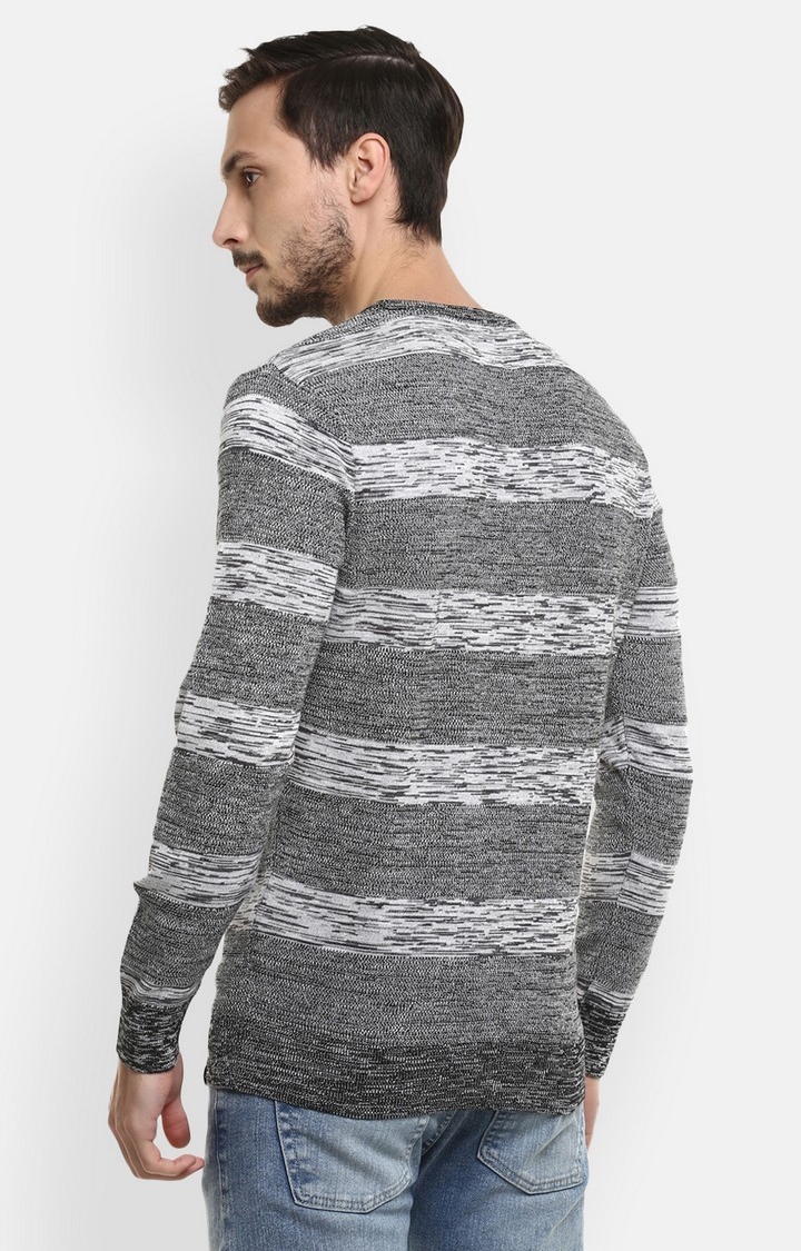 RED CHIEF | Men's Grey Cotton Blend Striped Sweaters 3