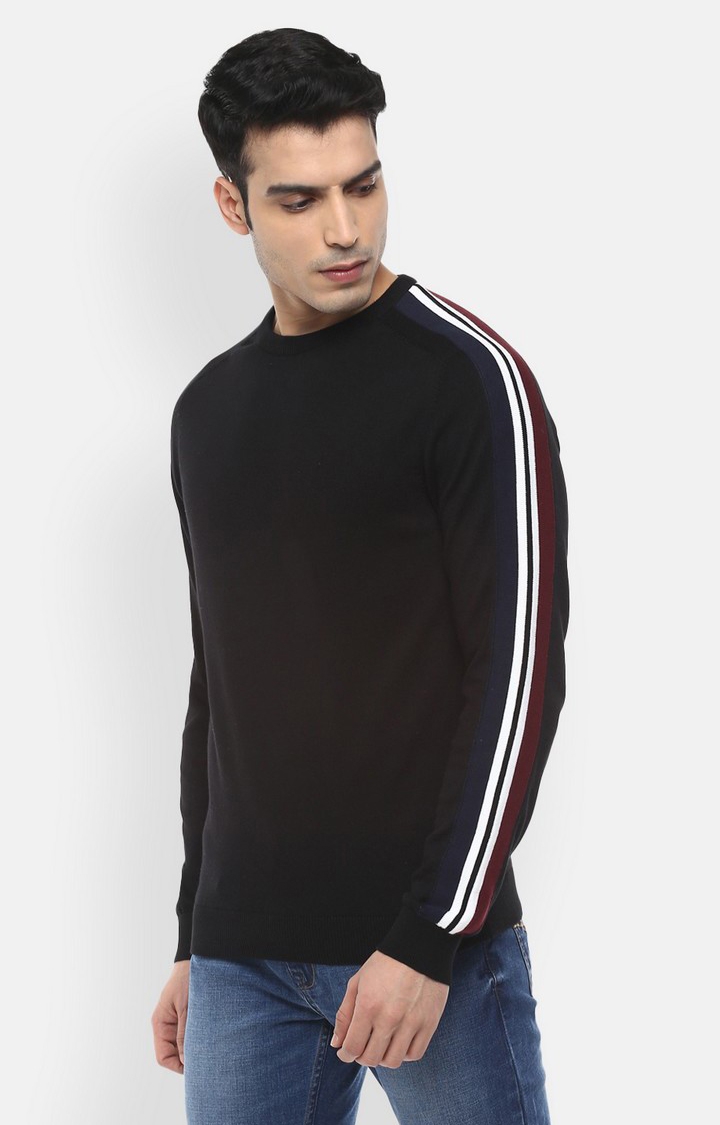 RED CHIEF | Men's Black Cotton Solid Blend Sweaters 2
