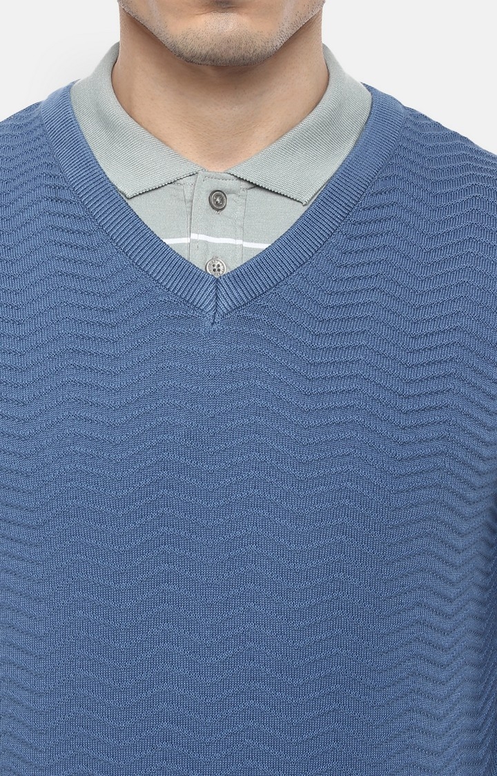 RED CHIEF | Men's Blue Cotton Blend Sweaters 4