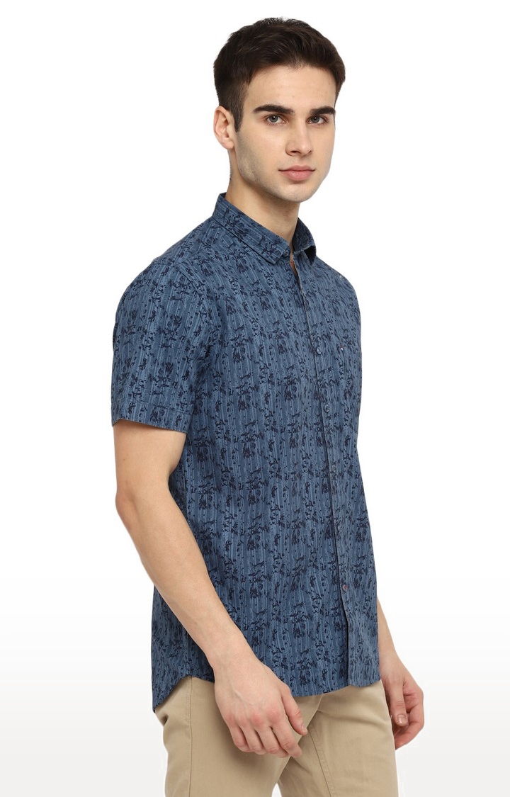 RED CHIEF | Men's Blue Printed Cotton Casual Shirts 1