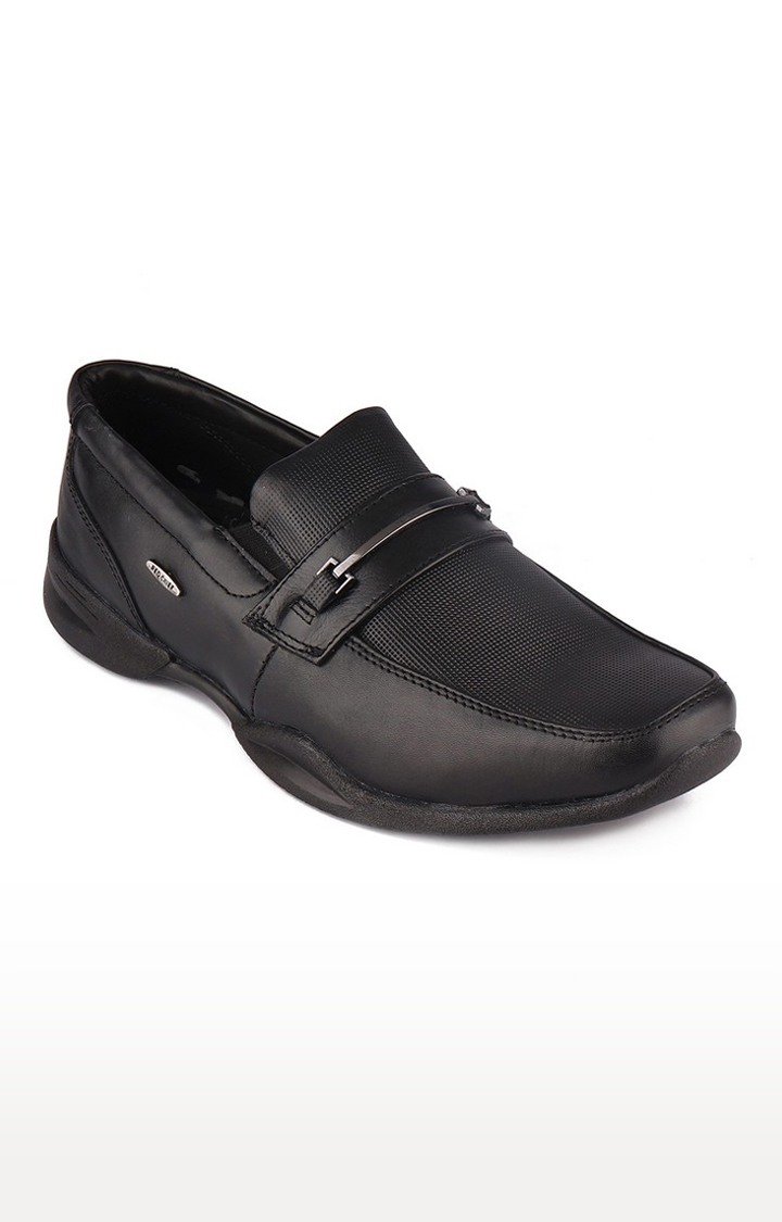 Men's Black Leather Formal Slip-ons