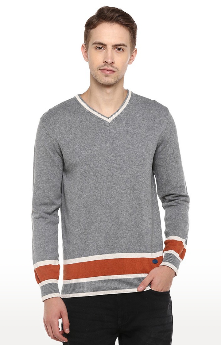 RED CHIEF | Men's Grey Cotton Blend Sweaters 0