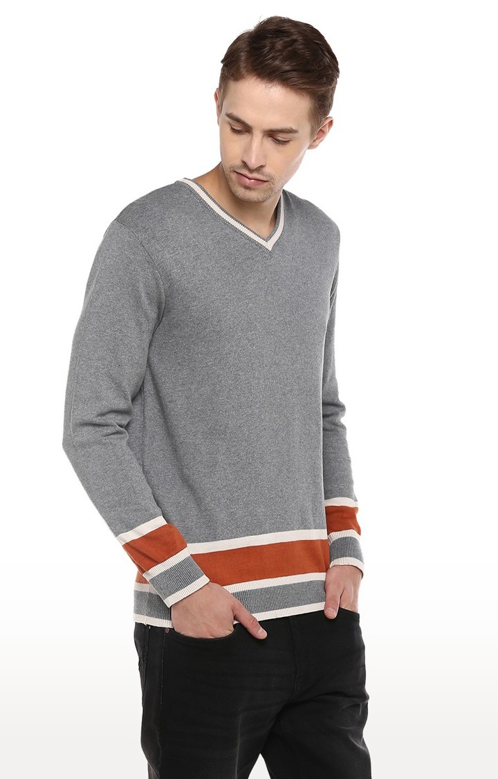 RED CHIEF | Men's Grey Cotton Blend Sweaters 1
