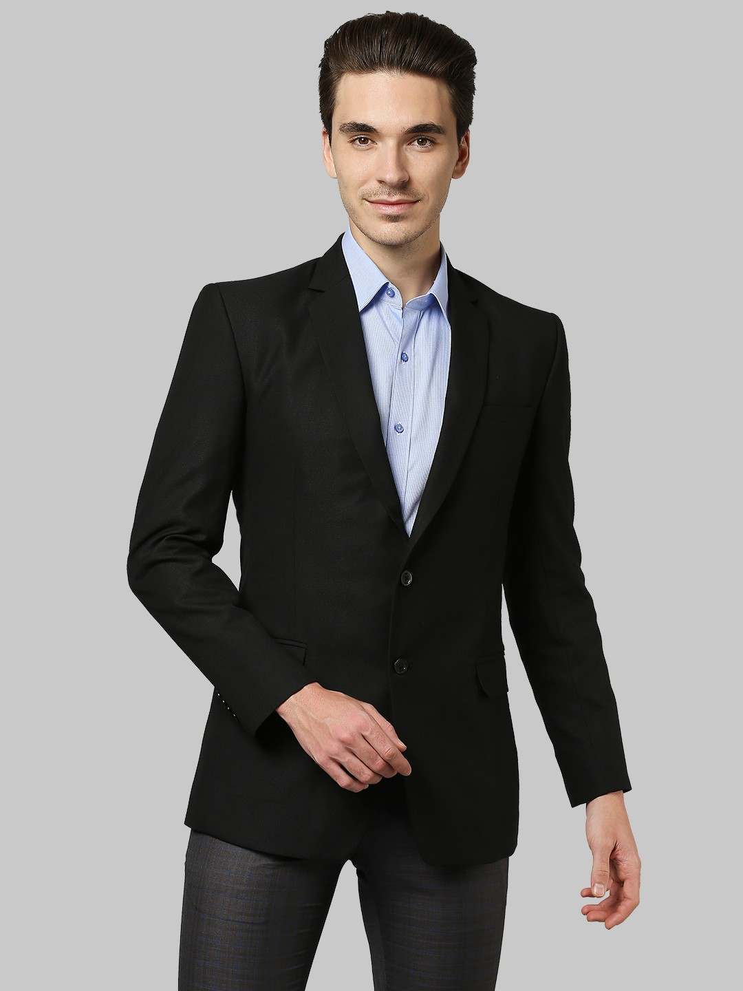 Raymond Black Front Open Jacket For Men