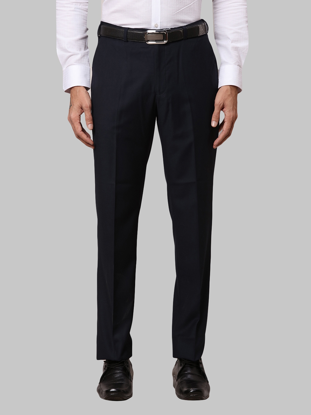 Buy PARK AVENUE Dark Blue Mens 4 Pocket Checked Formal Trousers | Shoppers  Stop