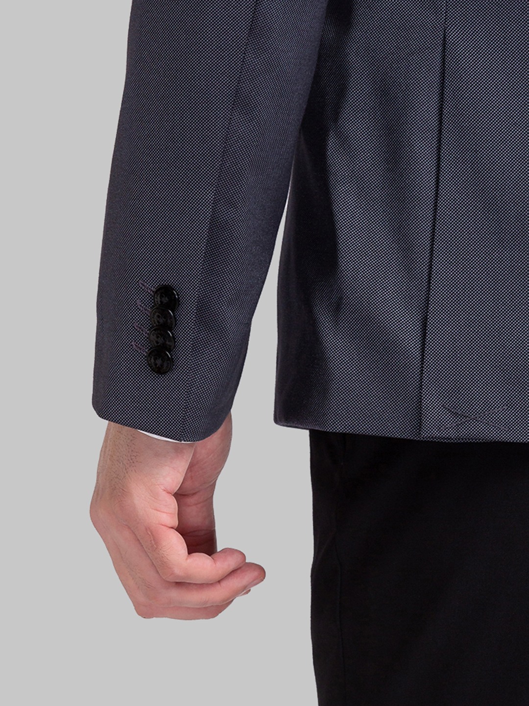 Park Avenue Men Grey Regular Fit Structure Terylene Rayon Blend Suit