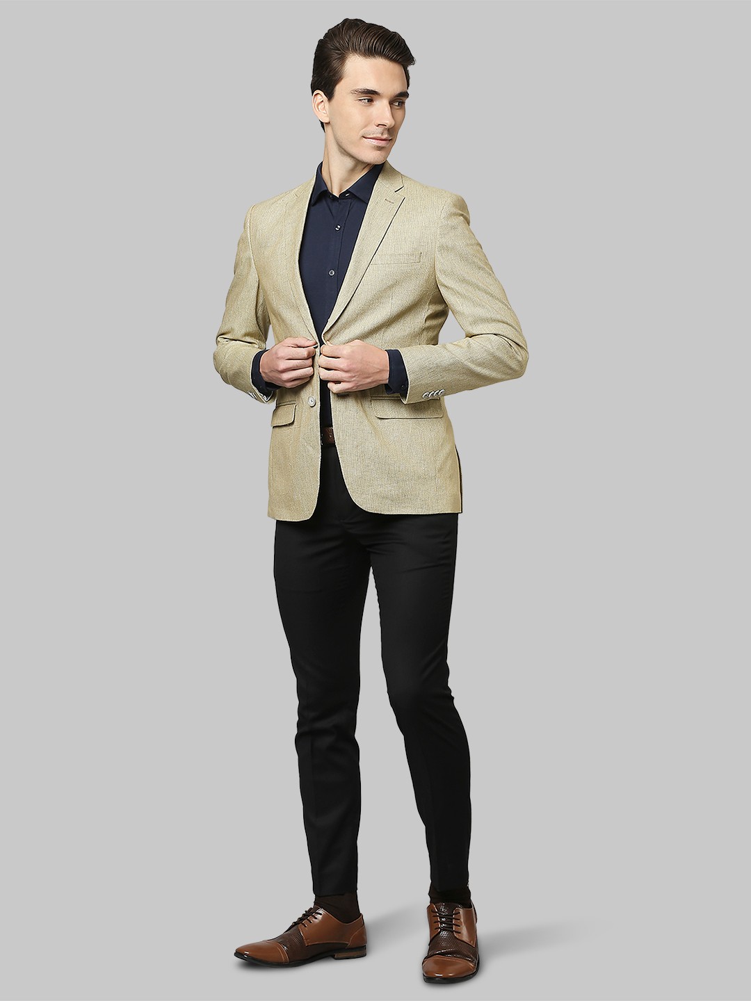 Park Avenue Slim Light Yellow Blazer For Men
