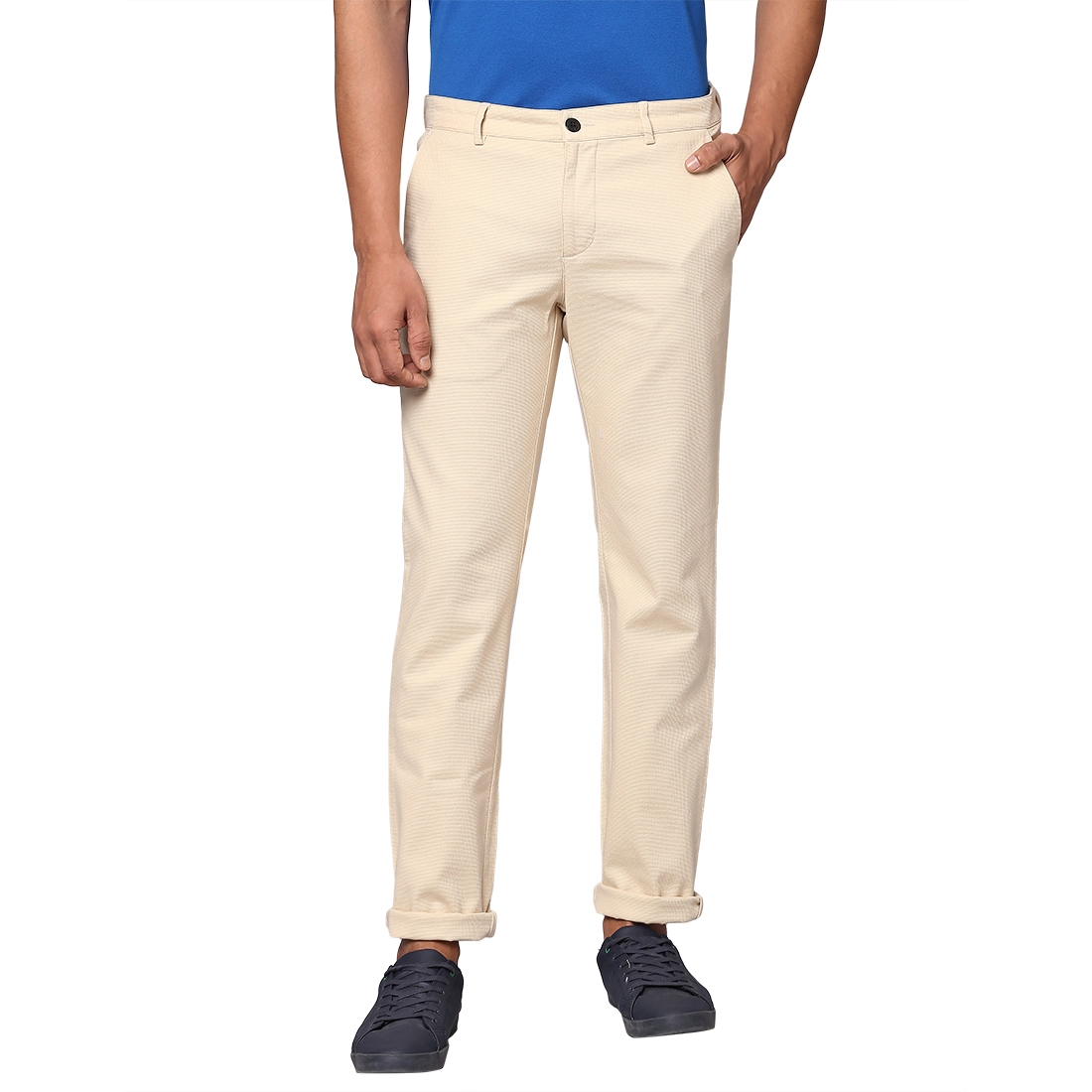Buy Park Avenue Men Beige Solid Cotton Blend Flat-Front Pants Online at  Best Prices in India - JioMart.
