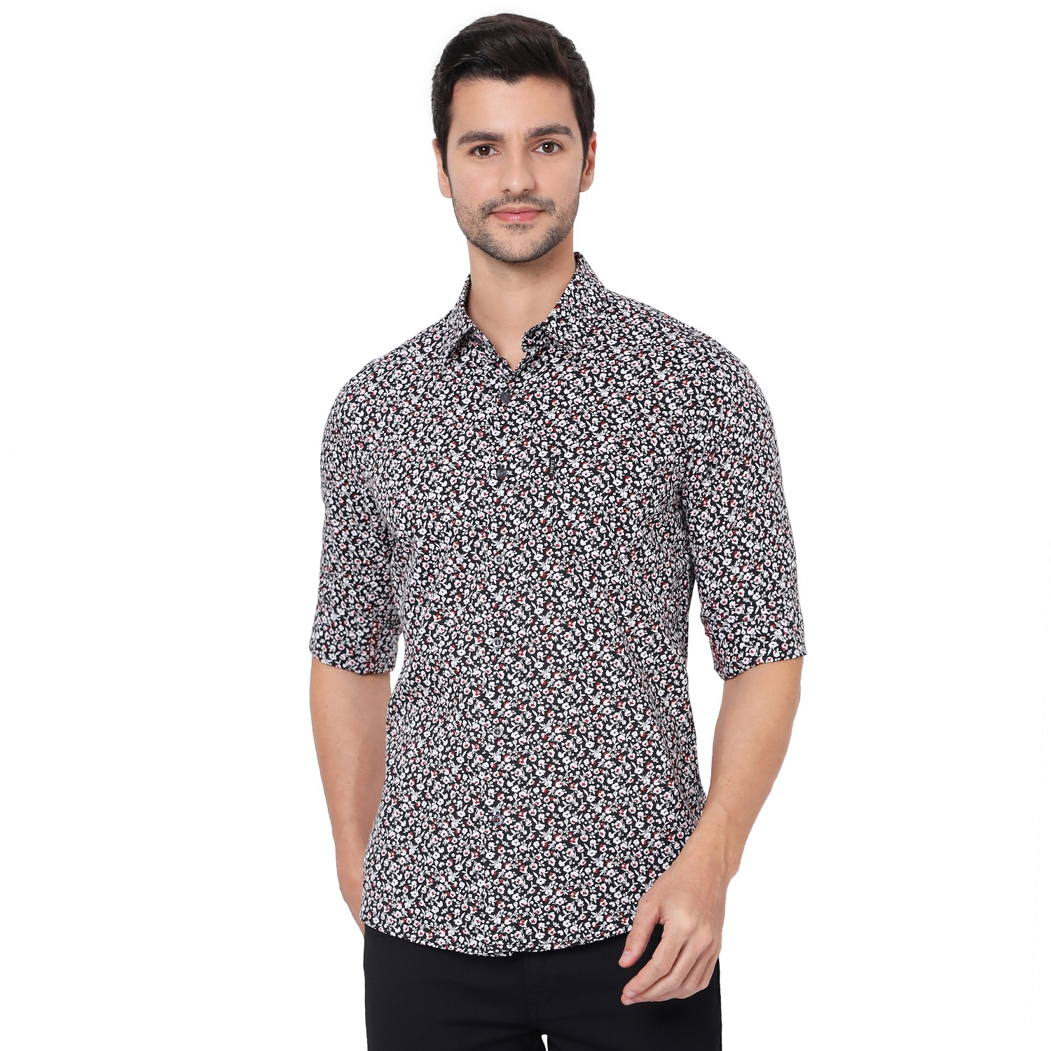 Slim Fit Floral Print Urban Casual Shirt