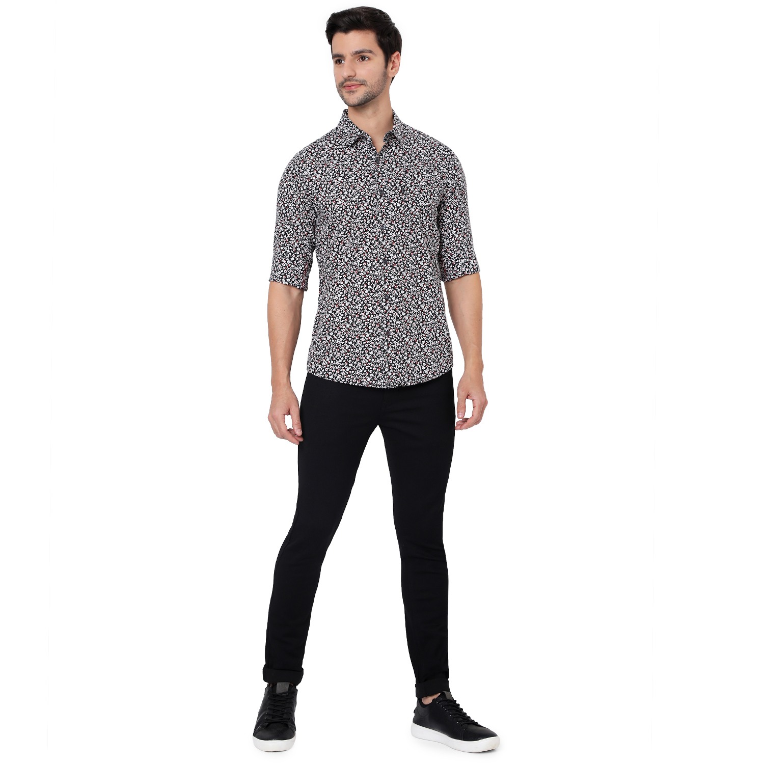 Slim Fit Floral Print Urban Casual Shirt