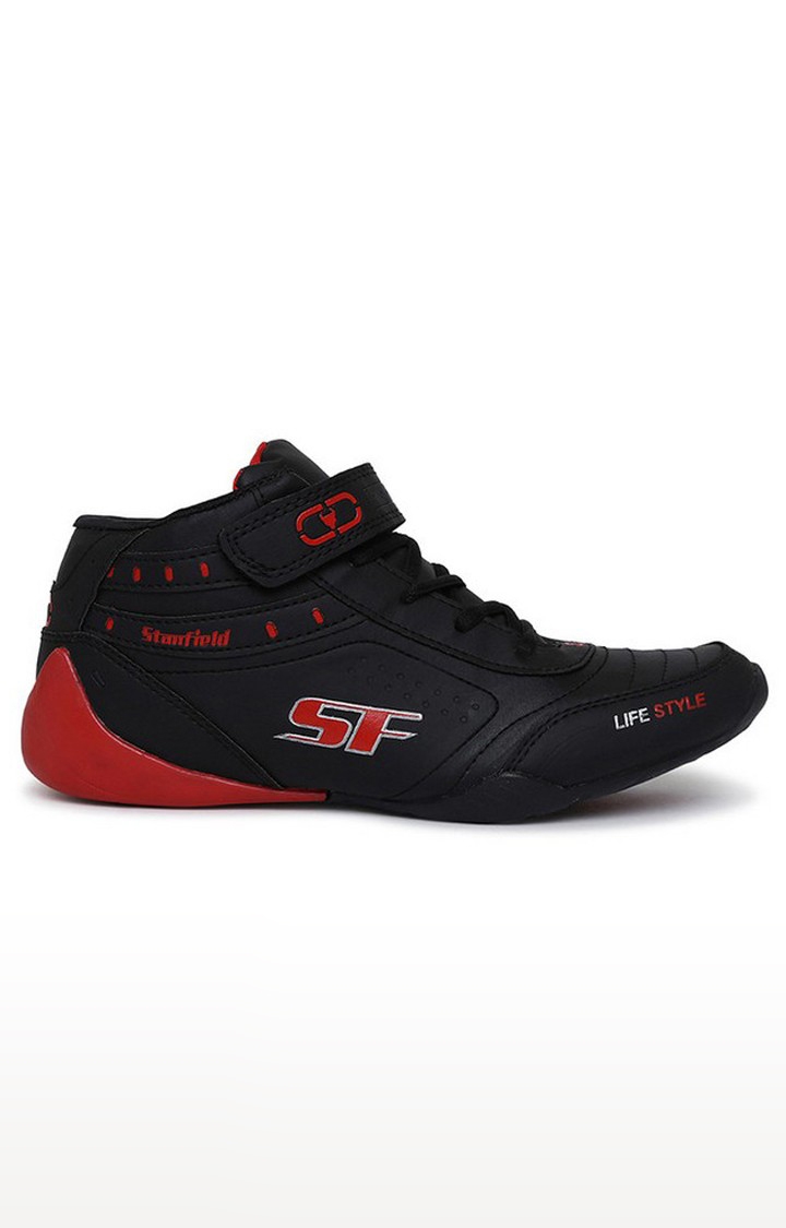 Stanfield | Stanfield Sf Fusion Men's Ankle Lace-Up Shoe Black & Red 1