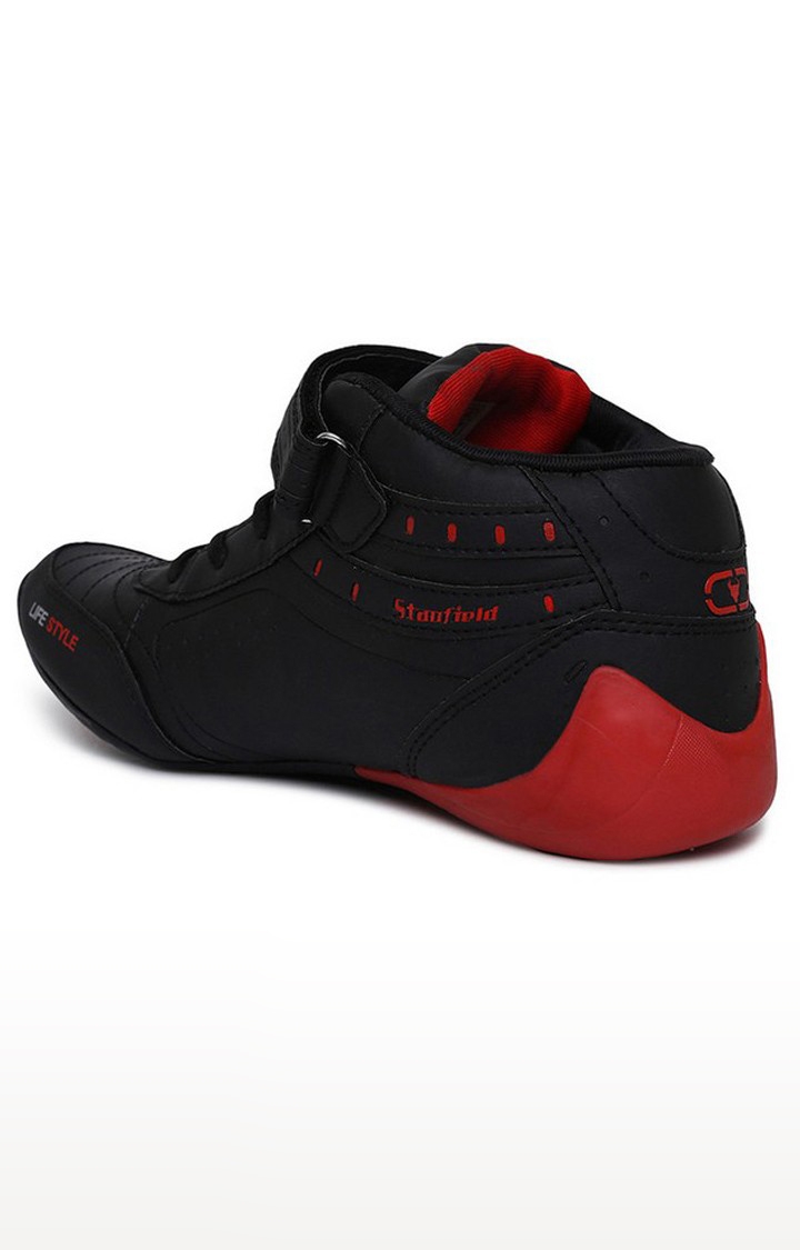 Stanfield | Stanfield Sf Fusion Men's Ankle Lace-Up Shoe Black & Red 2