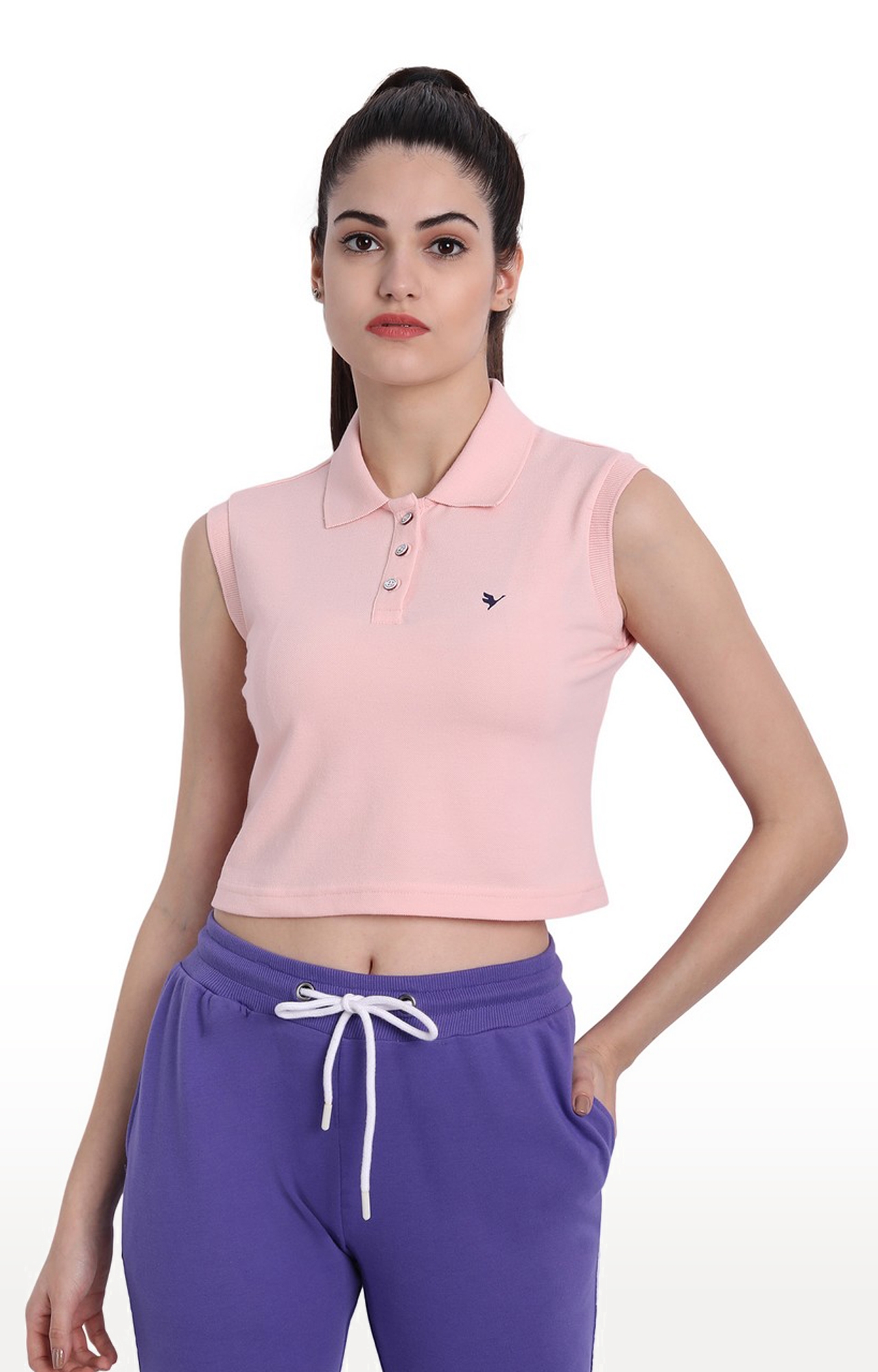 Am Swan | Women's Pink Cotton Solid Crop Top
