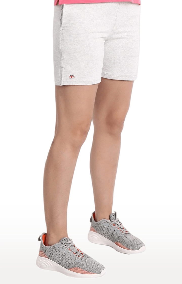 Women's Grey Cotton Blend Solid Activewear Shorts
