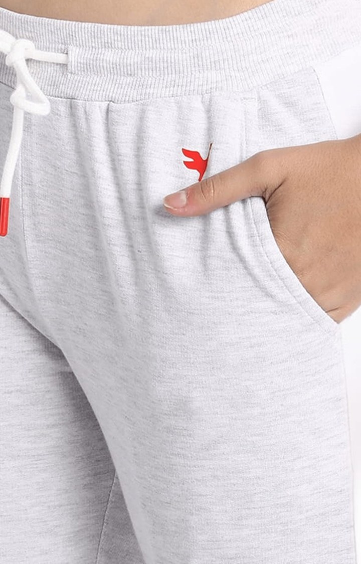Women's Grey Cotton Solid Activewear Jogger