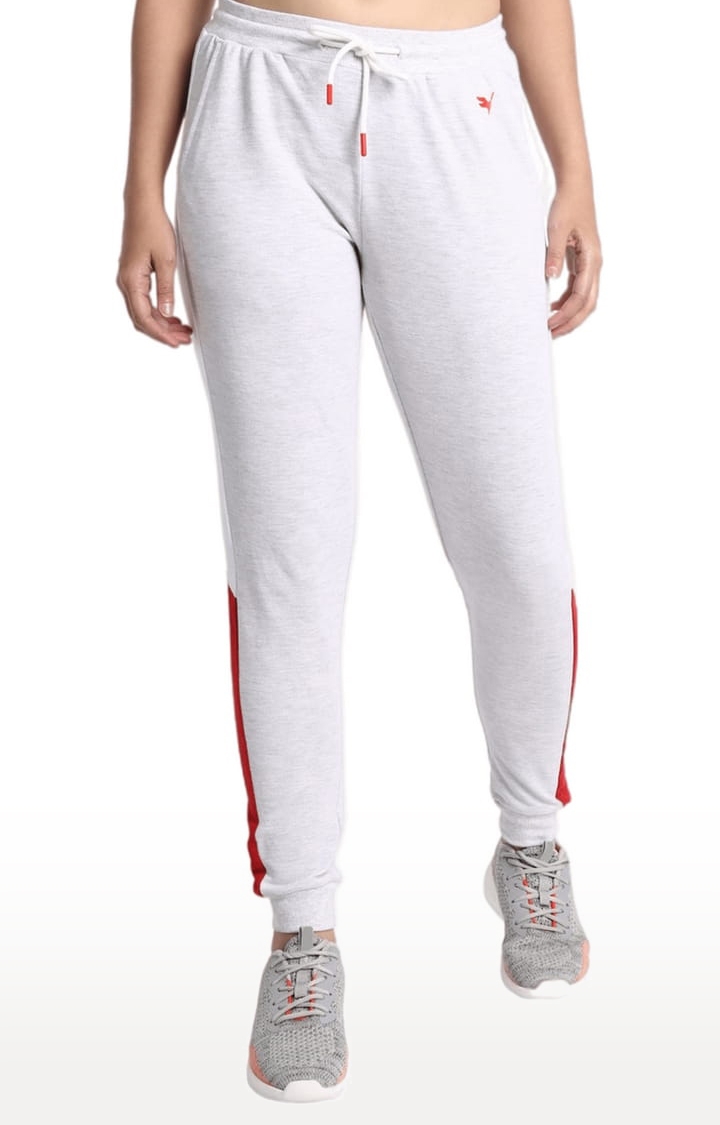 Women's Grey Cotton Solid Activewear Jogger