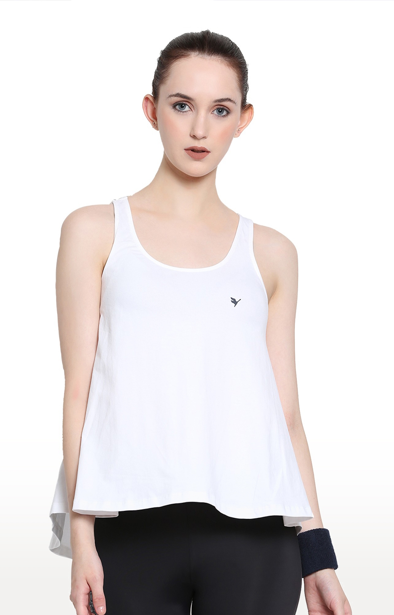 Women's White Cotton Blend Solid Top