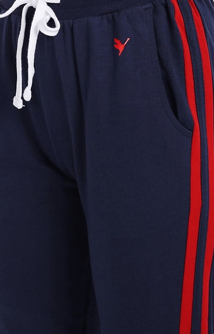 Women's Blue Cotton Blend Solid Activewear Jogger