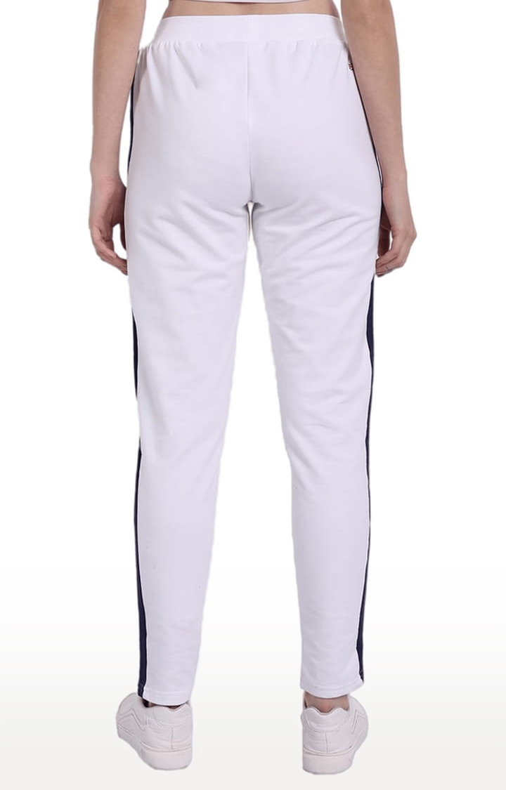 Am Swan | Women's White Cotton Blend Solid Activewear Jogger 2
