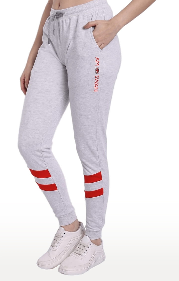 Women's Grey Cotton Blend Solid Activewear Jogger