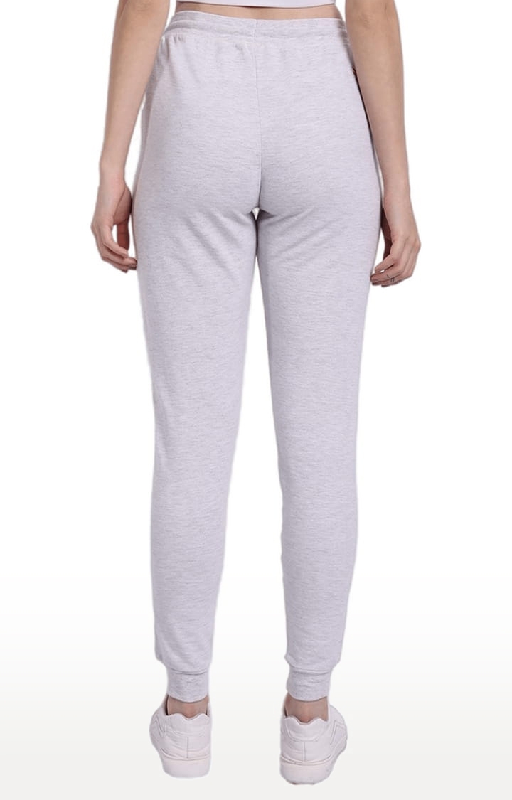 Women's Grey Cotton Blend Solid Activewear Jogger