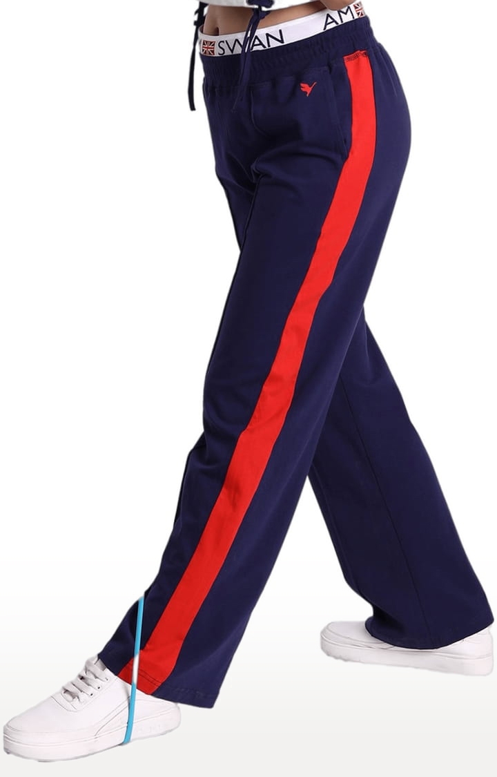 Stylish Striped Blue Cotton Track Pant For Women – Markleute