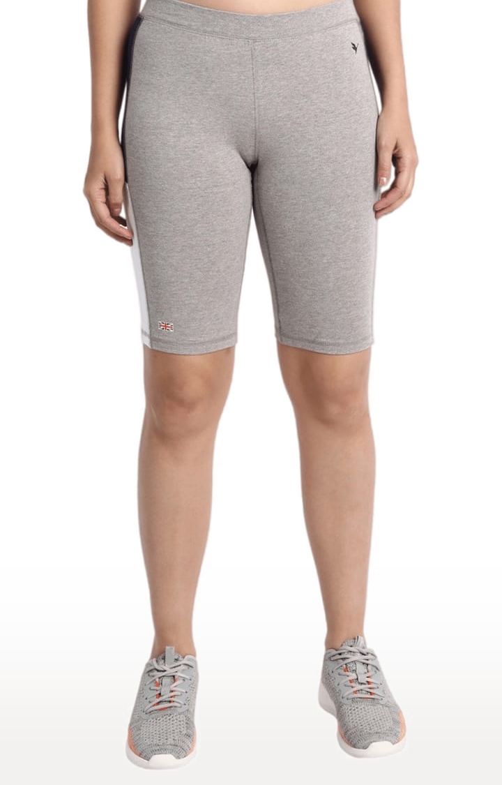 Women's Grey Polyester Solid Activewear Legging